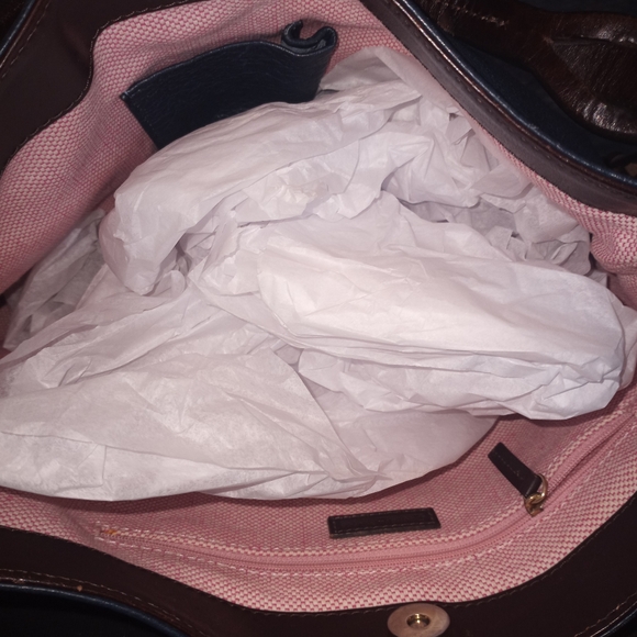 Dooney & Bourke Dark Blue and Brown Hobo Bag - Picture 7 of 9